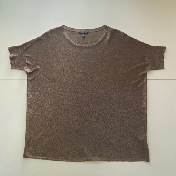 Eileen Fisher Sheer Bronze Metallic Relaxed Fit Oversized Size PM - Picture 3 of 11